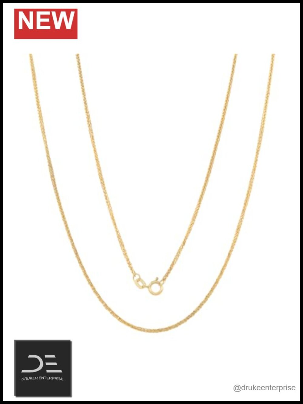 14K Real Yellow Gold Wheat Chain Necklace 18 inches 14k Gold